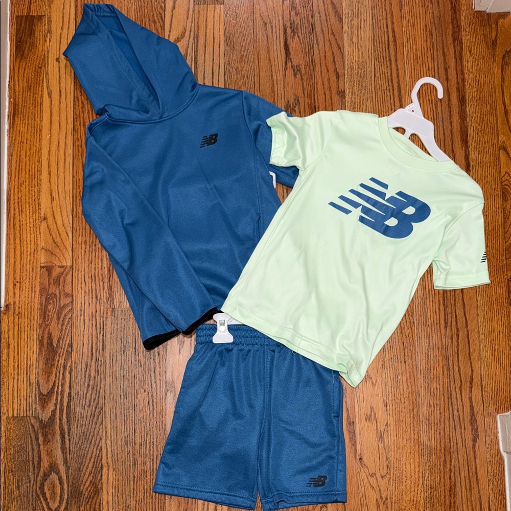 New Balance Blue Hoodie and Mint T-Shirt / shorts Set